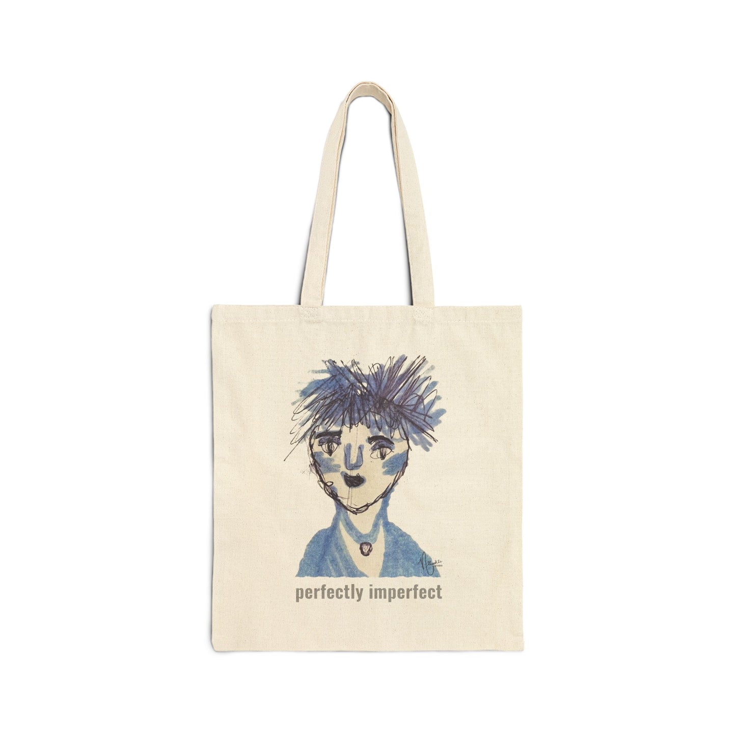 Perfectly Imperfect Cotton Canvas Tote Bag - Original Artwork by Nivekle Studio