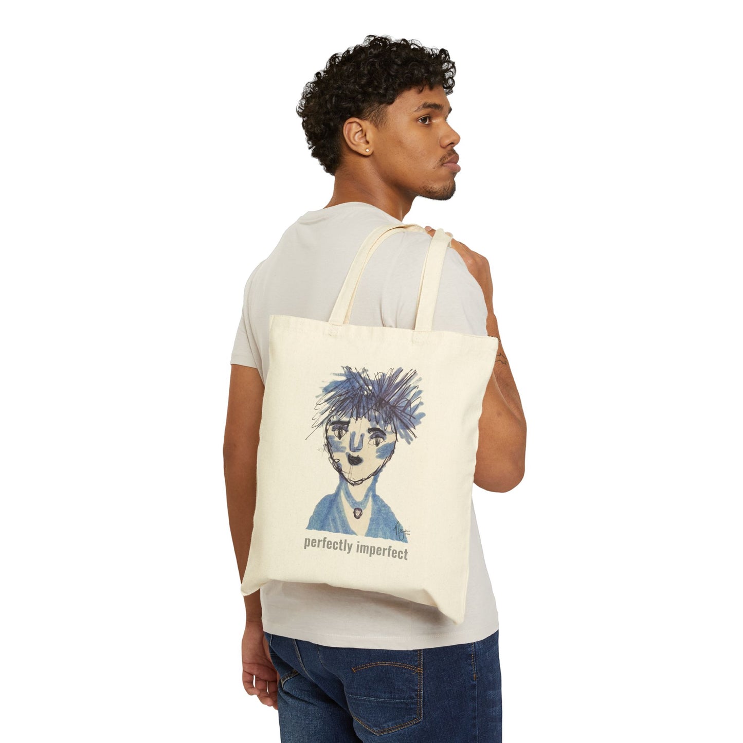 Perfectly Imperfect Cotton Canvas Tote Bag - Original Artwork by Nivekle Studio